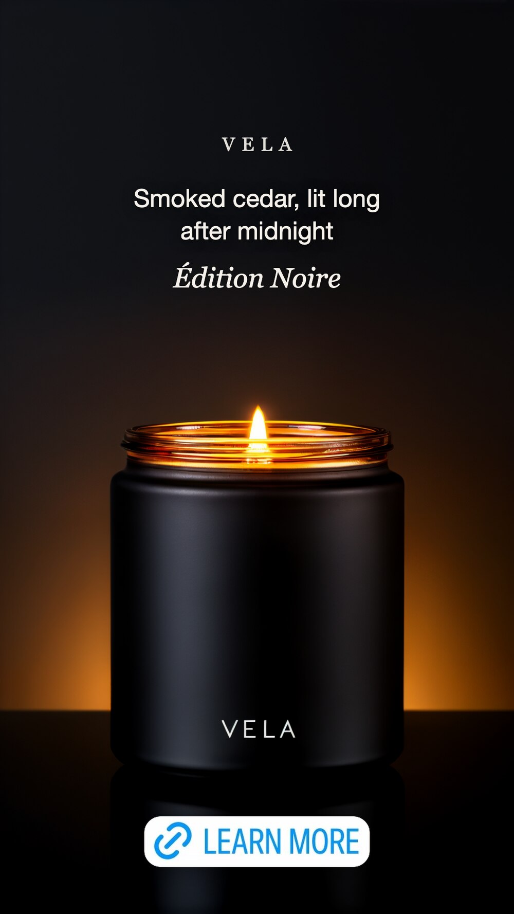 Single-headline ad for the same candle