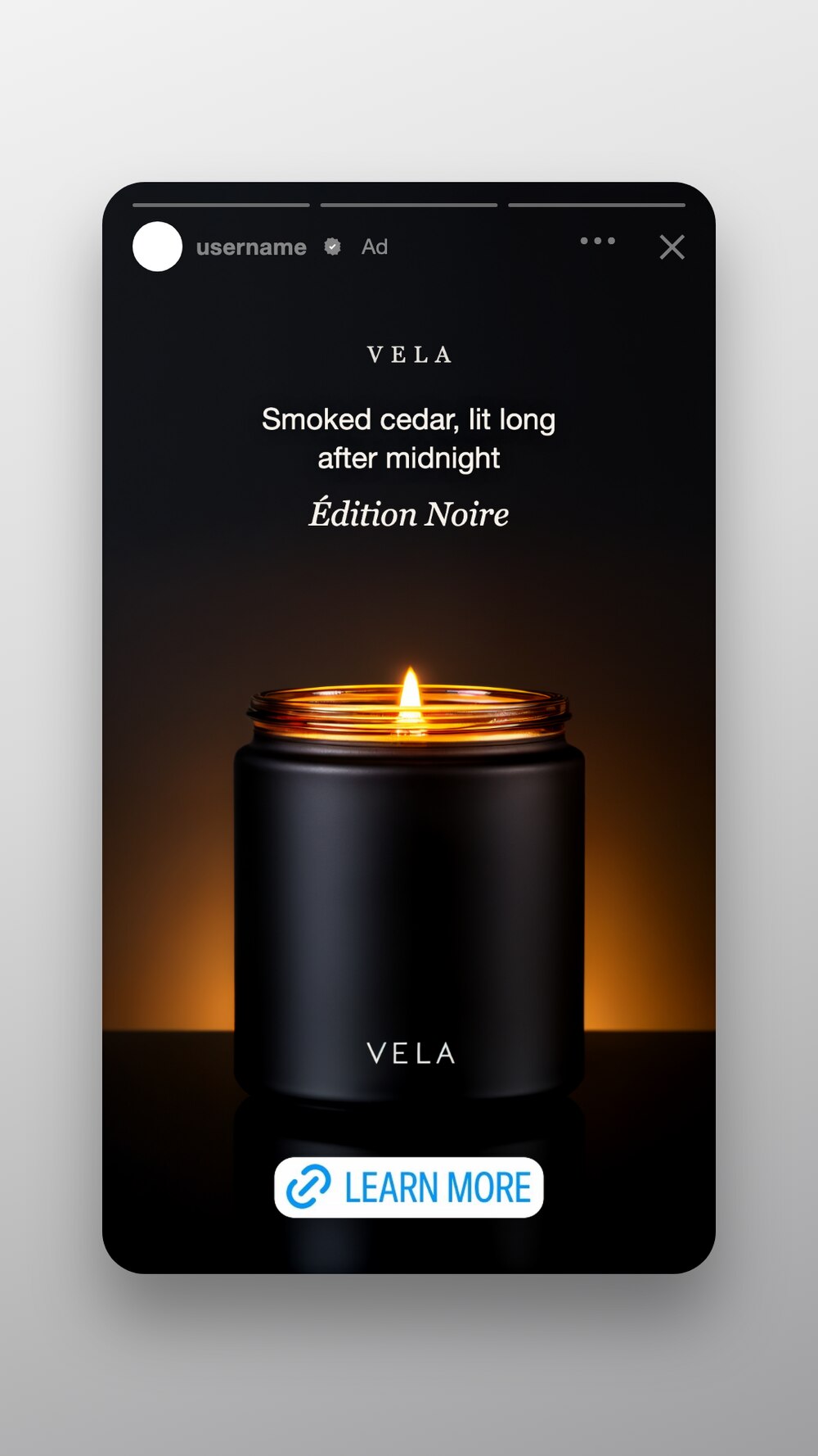 TikTok-format ad for the same candle